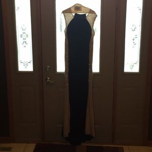Prom dress sz 12 , black and shear skin color